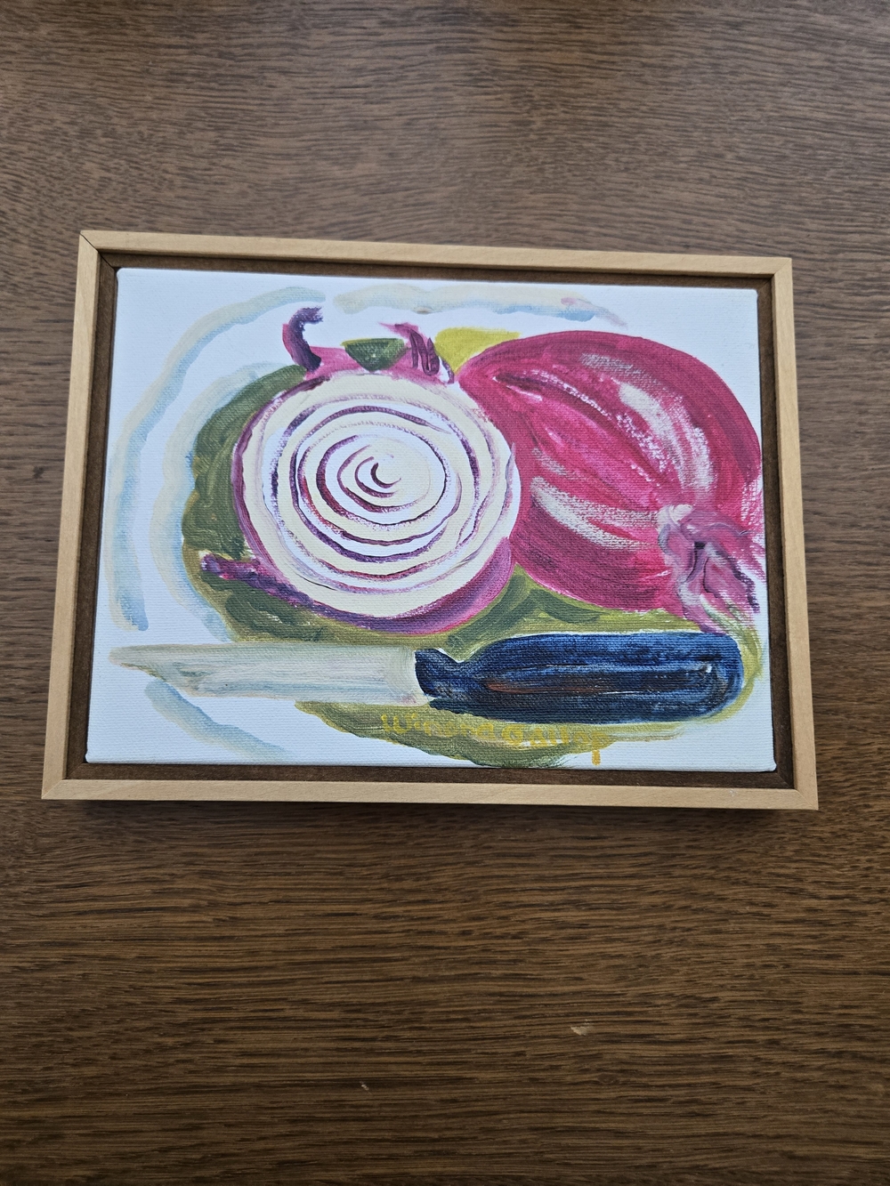 Framed Pink Onion Still Life Canvas Art